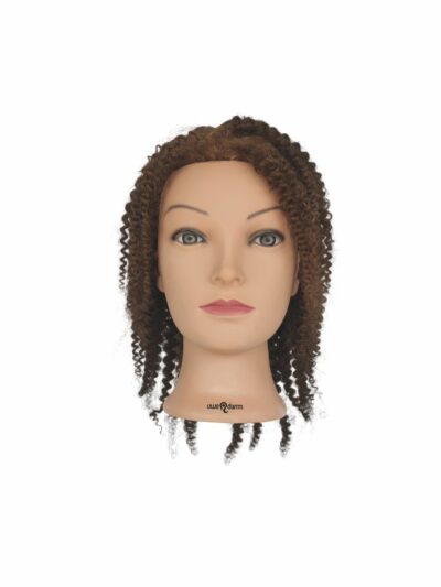 Small curly training head, medium brown